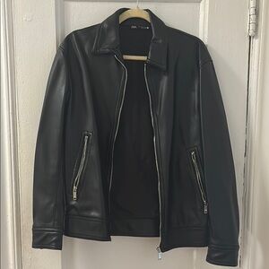 Zara Men's Black Leather Jacket